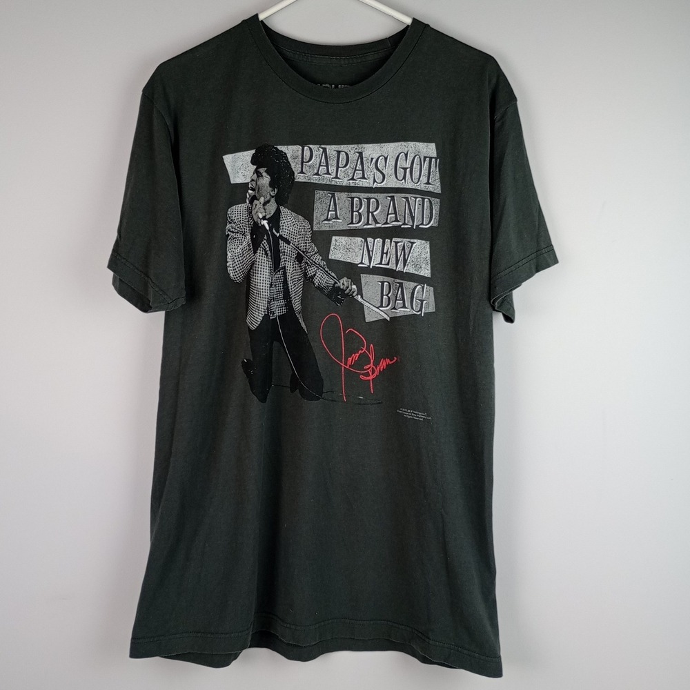 Liquid Blue Men L Black James Brown Papa's Got A Brand New Bag Soul Music Tshirt